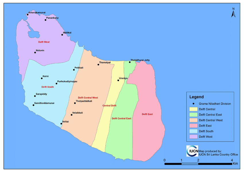 Grama Niladari GN divisions of Delft Island